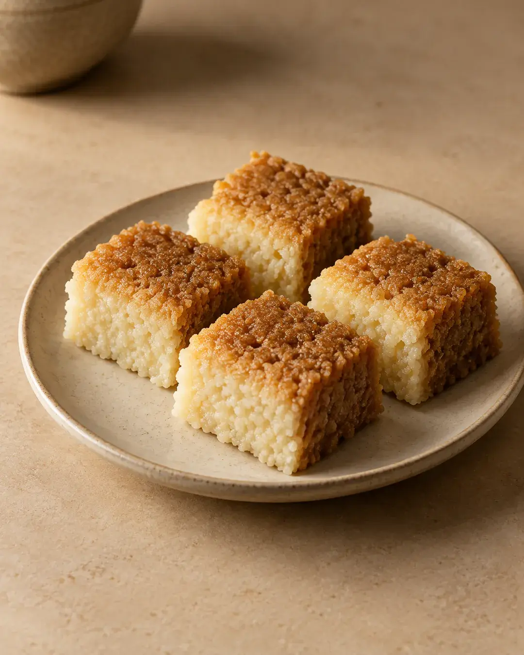Two-tone grainy milk cake squares